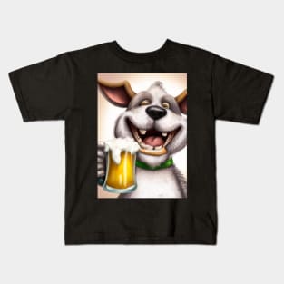 Funny Dog with Beer Kids T-Shirt